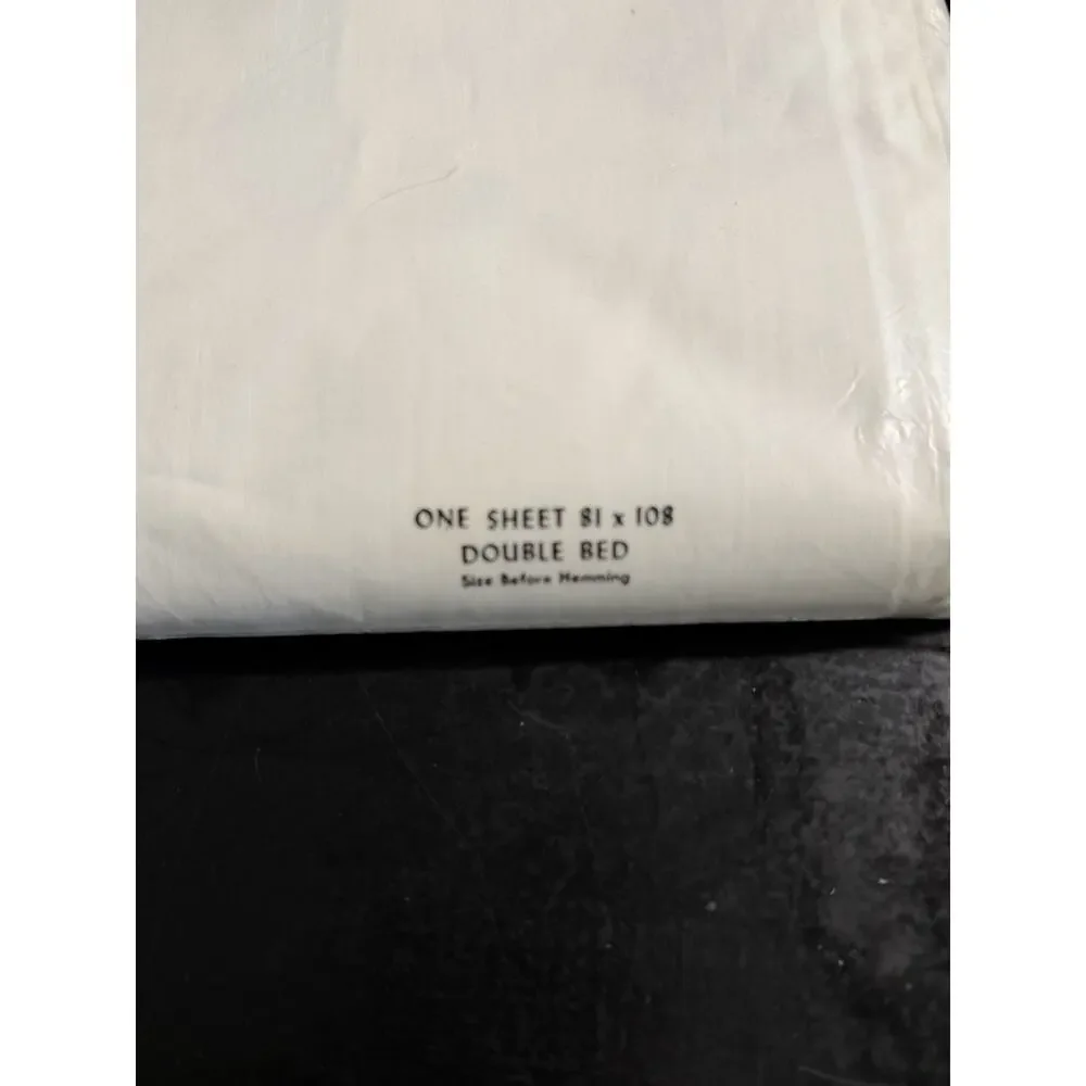 Vintage J P Stevens Utica Fine Combed Percale 81x108 Double Bed Sheet - White